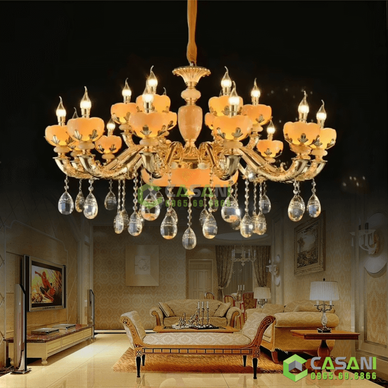Đèn Chùm Pha Lê Bát Đá Tự Nhiên CCP-7628-15
